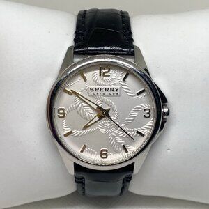 Sperry Top-Sider Kinney men’s watch 38mm stainless black leather quartz running